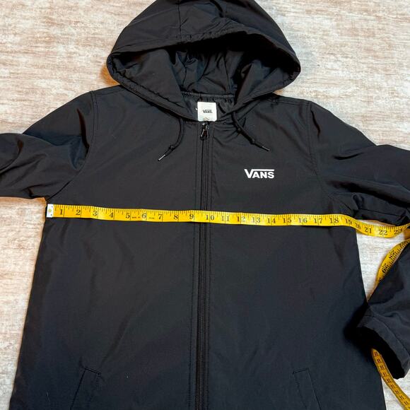Vans Women’s XS Black Alliance Long Windbreaker Hood Jacket Coat Zipper Trench - Picture 2 of 9